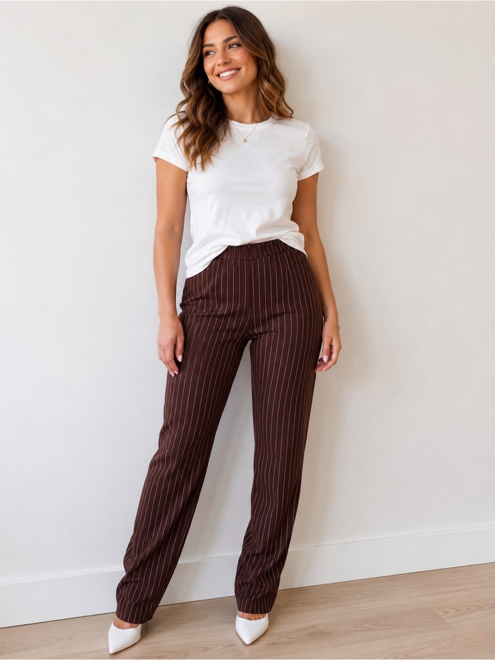 Naked Wardrobe • NWT $92 USD pinstriped pants W11-14” R11” I34”